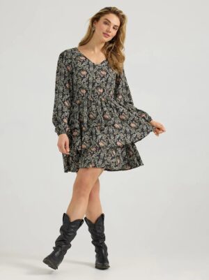 Women's Wrangler Retro® Vintage Tiered Long Sleeve Dress